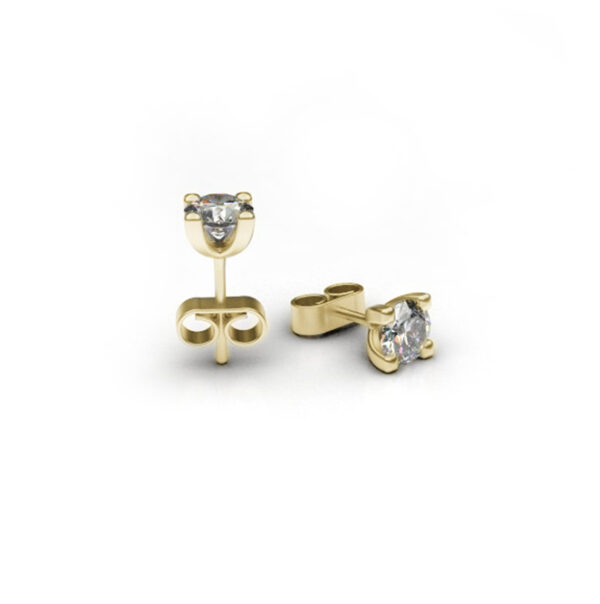 Tulppaani korvakoru keltakulta Yht. 0,18ct