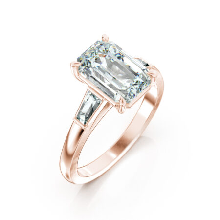 Punakultainen Elizabeth-sormus smaragdihiotulla timantilla