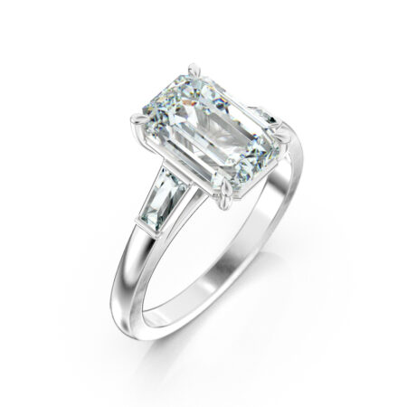 Valkokultainen Elizabeth-sormus smaragdihiotulla timantilla