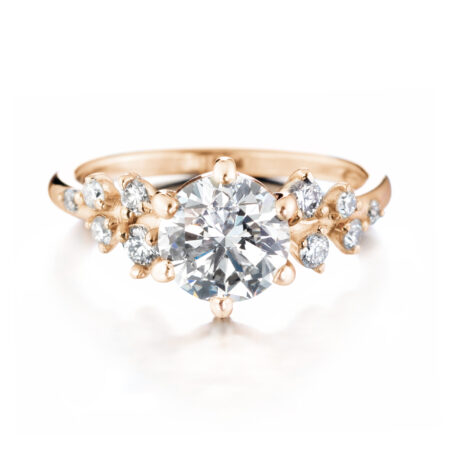 Ruusu vihkisormus briljantilla keltakulta