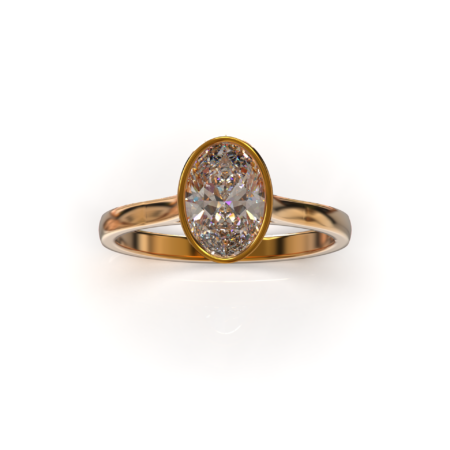 Classic bezel ovaali vihkisormus keltakulta