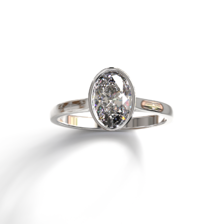 Classic bezel ovaali vihkisormus valkokulta