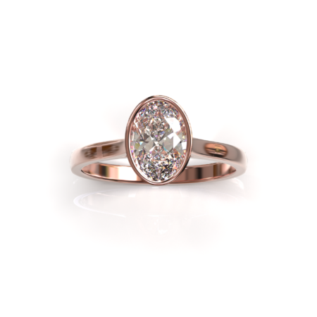 Classic bezel ovaali vihkisormus punakulta